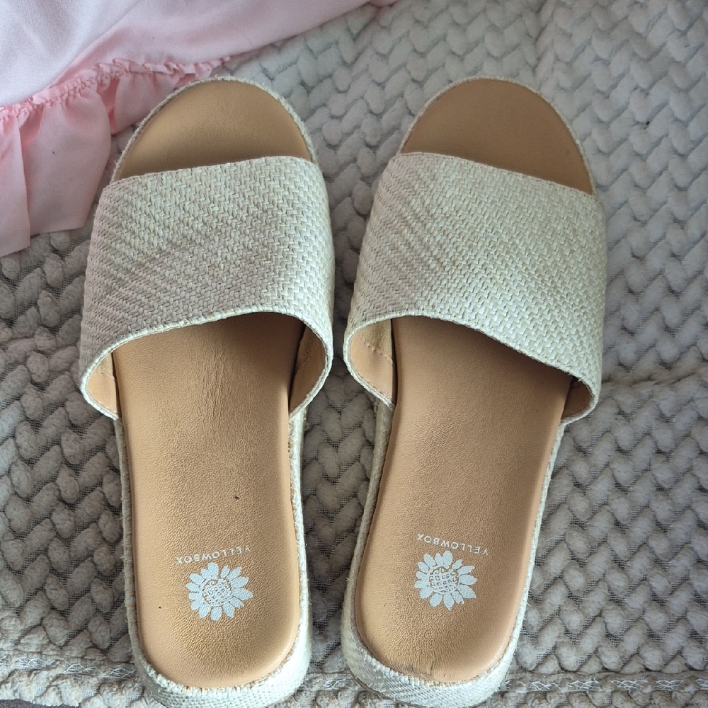 Yellow Box Cream Sandals Soft Sole Slip-On